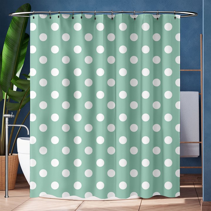 Light Blue And White Polka Dots Shower Curtain 60  x 72  (Medium) 