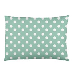 Light Blue And White Polka Dots Pillow Case (two Sides) by GardenOfOphir