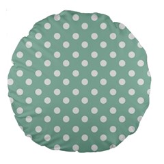 Light Blue And White Polka Dots Large 18  Premium Round Cushions by GardenOfOphir