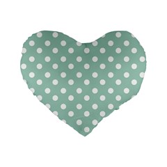 Light Blue And White Polka Dots Standard 16  Premium Heart Shape Cushions by GardenOfOphir