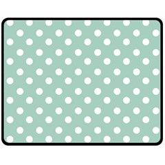 Light Blue And White Polka Dots Fleece Blanket (medium) by GardenOfOphir