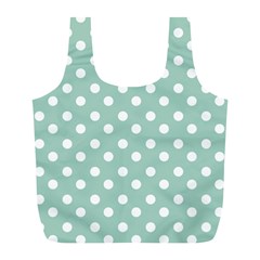 Light Blue And White Polka Dots Full Print Recycle Bag (l) by GardenOfOphir