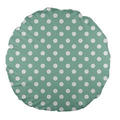 Light Blue And White Polka Dots Large 18  Premium Flano Round Cushions by GardenOfOphir