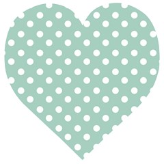 Light Blue And White Polka Dots Wooden Puzzle Heart by GardenOfOphir