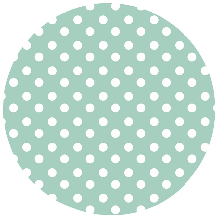 Light Blue And White Polka Dots Wooden Puzzle Round