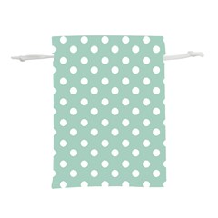 Light Blue And White Polka Dots Lightweight Drawstring Pouch (s) by GardenOfOphir