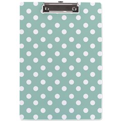 Light Blue And White Polka Dots A4 Acrylic Clipboard by GardenOfOphir