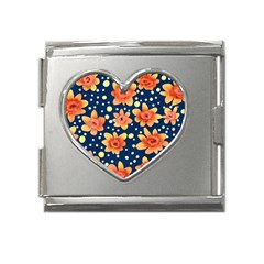 Flowers And Polka Dots Watercolor Mega Link Heart Italian Charm (18mm) by GardenOfOphir