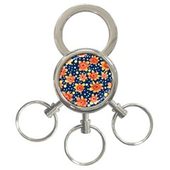 Flowers And Polka Dots Watercolor 3-ring Key Chain by GardenOfOphir