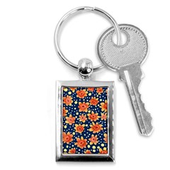 Flowers And Polka Dots Watercolor Key Chain (rectangle) by GardenOfOphir