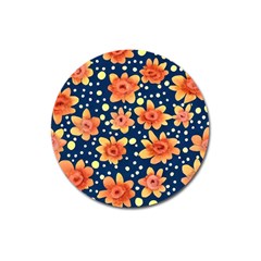 Flowers And Polka Dots Watercolor Magnet 3  (round) by GardenOfOphir