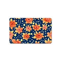 Flowers And Polka Dots Watercolor Magnet (name Card) by GardenOfOphir