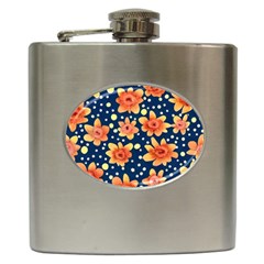 Flowers And Polka Dots Watercolor Hip Flask (6 Oz) by GardenOfOphir