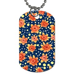 Flowers And Polka Dots Watercolor Dog Tag (two Sides) by GardenOfOphir