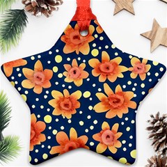 Flowers And Polka Dots Watercolor Star Ornament (two Sides) by GardenOfOphir