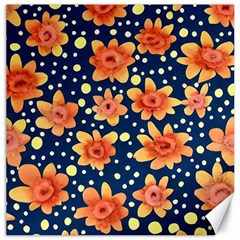 Flowers And Polka Dots Watercolor Canvas 16  X 16  by GardenOfOphir