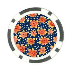 Flowers And Polka Dots Watercolor Poker Chip Card Guard by GardenOfOphir