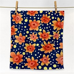 Flowers And Polka Dots Watercolor Face Towel by GardenOfOphir