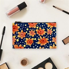 Flowers And Polka Dots Watercolor Cosmetic Bag (small) by GardenOfOphir