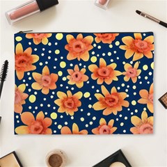 Flowers And Polka Dots Watercolor Cosmetic Bag (xl) by GardenOfOphir