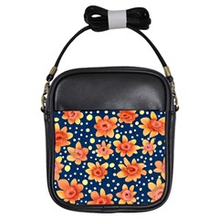 Flowers And Polka Dots Watercolor Girls Sling Bag by GardenOfOphir