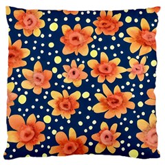 Flowers And Polka Dots Watercolor Large Cushion Case (one Side) by GardenOfOphir