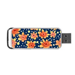 Flowers And Polka Dots Watercolor Portable Usb Flash (two Sides) by GardenOfOphir