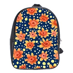 Flowers And Polka Dots Watercolor School Bag (xl) by GardenOfOphir