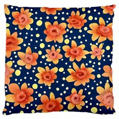 Flowers And Polka Dots Watercolor Standard Premium Plush Fleece Cushion Case (one Side) by GardenOfOphir