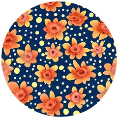 Flowers And Polka Dots Watercolor Wooden Puzzle Round by GardenOfOphir