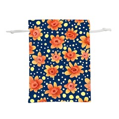 Flowers And Polka Dots Watercolor Lightweight Drawstring Pouch (s) by GardenOfOphir