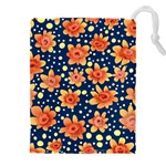 Flowers and Polka Dots Watercolor Drawstring Pouch (5XL) Front