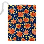 Flowers and Polka Dots Watercolor Drawstring Pouch (5XL) Back