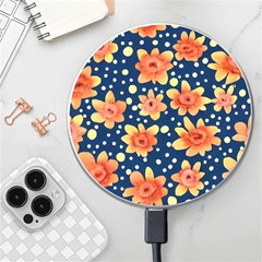 Flowers And Polka Dots Watercolor Wireless Fast Charger(white) by GardenOfOphir