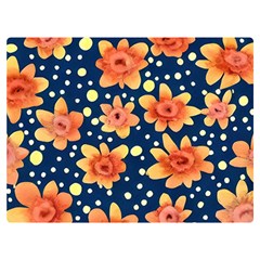 Flowers And Polka Dots Watercolor One Side Premium Plush Fleece Blanket (extra Small) by GardenOfOphir