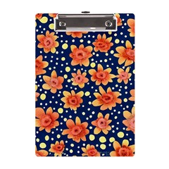 Flowers And Polka Dots Watercolor A5 Acrylic Clipboard by GardenOfOphir