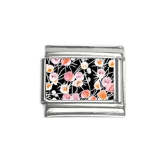 Boho Black Pink Flowers Watercolor Vi Italian Charm (9mm) by GardenOfOphir