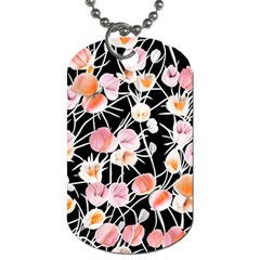 Boho Black Pink Flowers Watercolor Vi Dog Tag (one Side) by GardenOfOphir