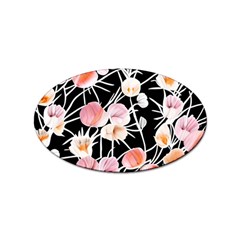 Boho Black Pink Flowers Watercolor Vi Sticker Oval (10 Pack) by GardenOfOphir