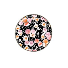 Boho Black Pink Flowers Watercolor Vi Hat Clip Ball Marker (4 Pack) by GardenOfOphir