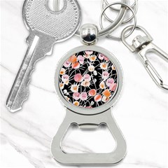 Boho Black Pink Flowers Watercolor Vi Bottle Opener Key Chain by GardenOfOphir