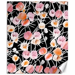 Boho Black Pink Flowers Watercolor Vi Canvas 8  X 10  by GardenOfOphir