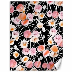 Boho Black Pink Flowers Watercolor Vi Canvas 36  X 48  by GardenOfOphir