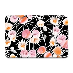 Boho Black Pink Flowers Watercolor Vi Plate Mats by GardenOfOphir