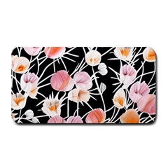 Boho Black Pink Flowers Watercolor Vi Medium Bar Mat by GardenOfOphir