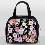 Boho Black Pink Flowers Watercolor VI Classic Handbag (Two Sides) Front