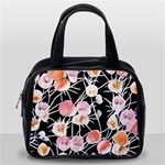 Boho Black Pink Flowers Watercolor VI Classic Handbag (Two Sides) Back