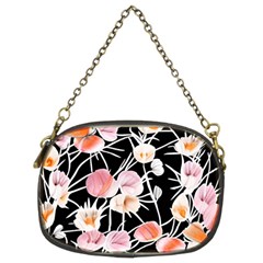 Boho Black Pink Flowers Watercolor Vi Chain Purse (two Sides) by GardenOfOphir