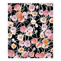 Boho Black Pink Flowers Watercolor Vi Shower Curtain 60  X 72  (medium)  by GardenOfOphir