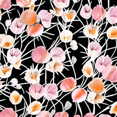 Boho Black Pink Flowers Watercolor Vi Play Mat (rectangle) by GardenOfOphir